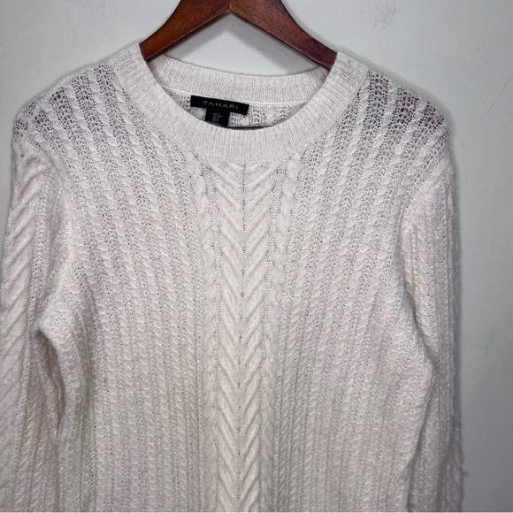 Tahari Cream Cable Knit Wool Mohair Sweater Size Small - Picture 6 of 8
